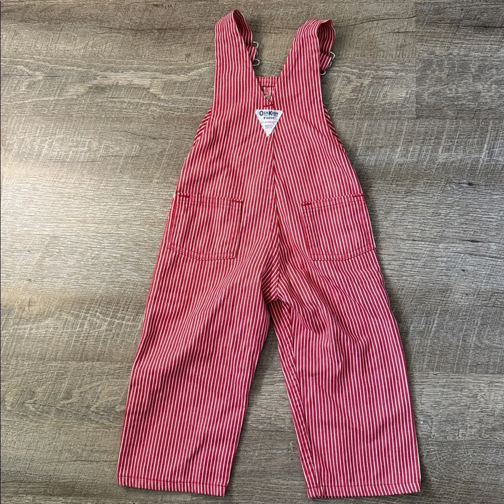 Vintage OshKosh B'gosh Red and White Striped Kids Overalls OS